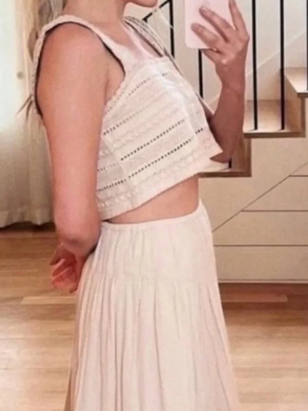 Aerie Soft Beige Crochet Crop Top 🤍 | Medium | EUC